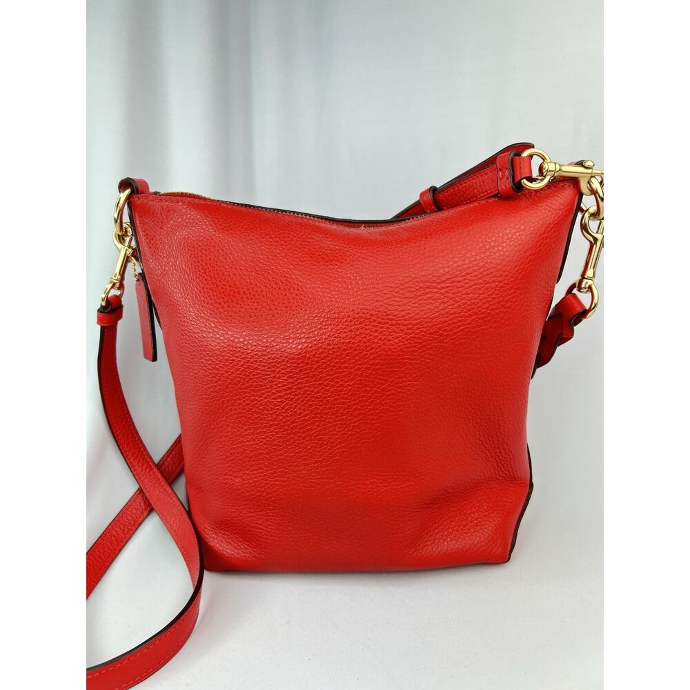 COACH Mini Abby Duffel Shoulder Crossbody Bag RED Pebble Leather - Picture 6 of 16